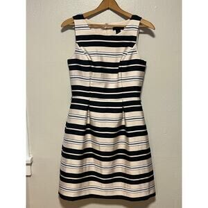 Women's White House Black Market Light Pink White Black Stripped Dress Size 4